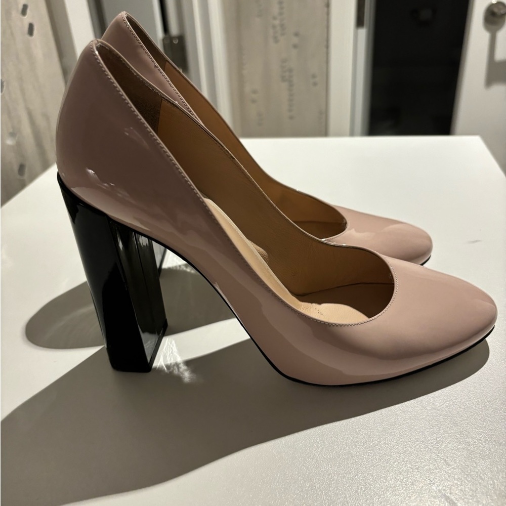 Fendi Pale Pink Shoe with Black Block Heel